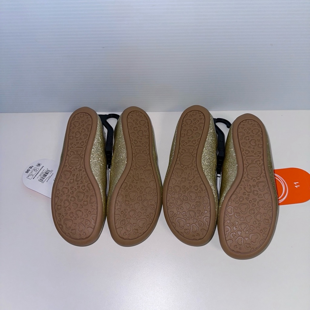 Lot of 2 NWT New Girls Wonder Nation Shoes, Size 11, Gold Dress Shoes Twins - Picture 3 of 7